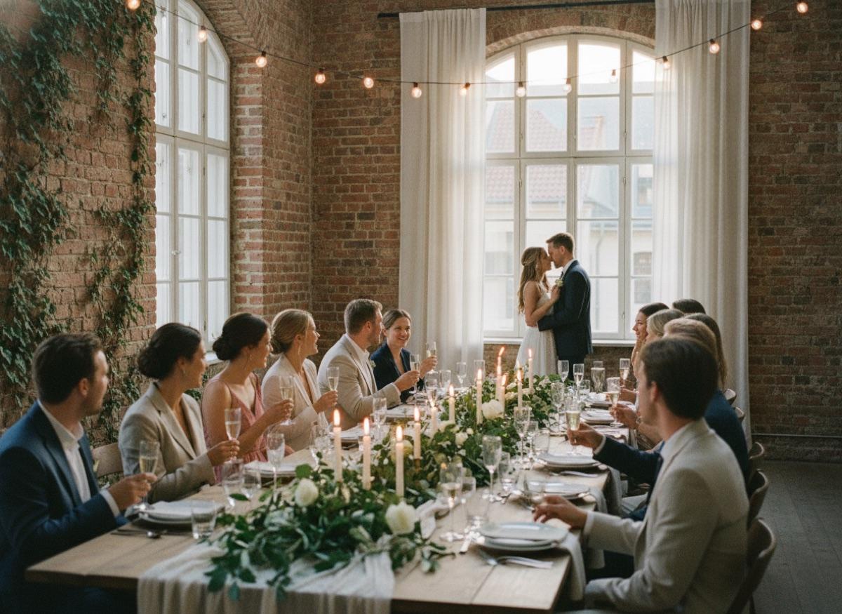 Courtyard loft wedding reception in Copenhagen