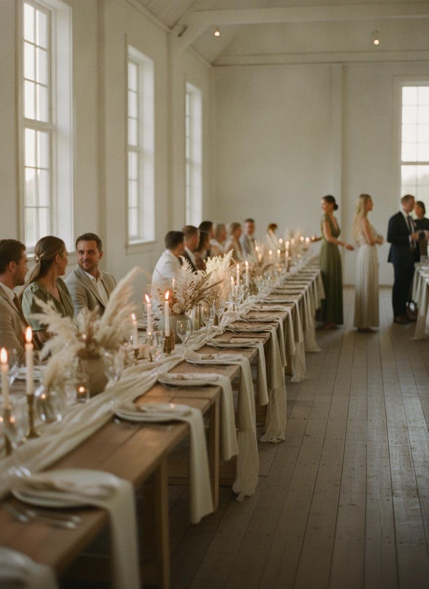 Candlelit Scandinavian barn wedding